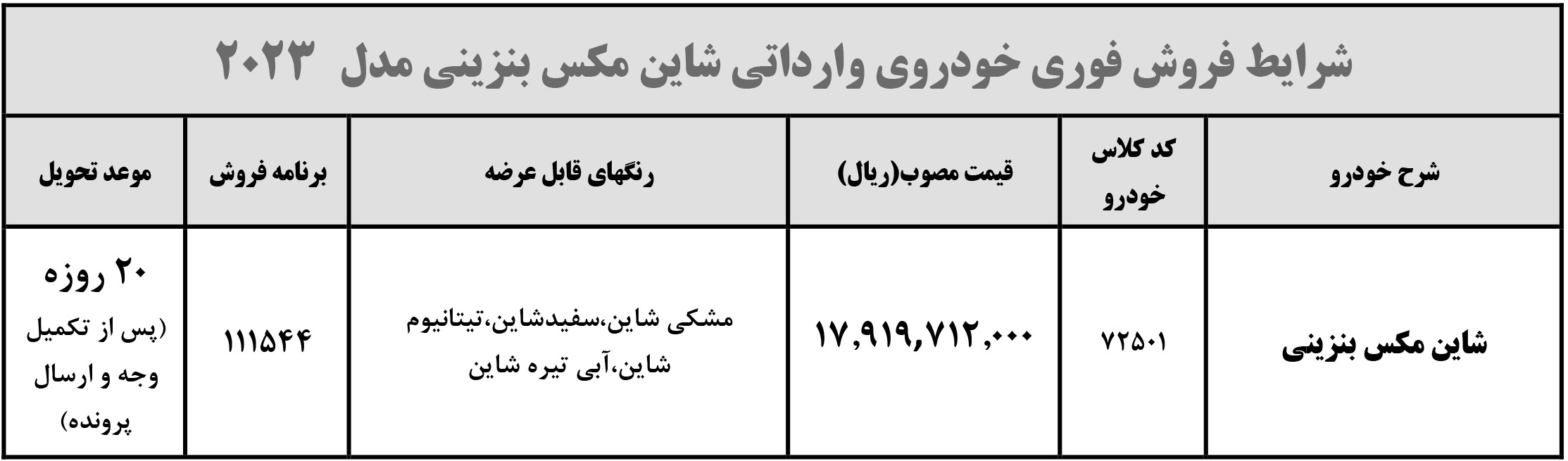 شرایط فروش دانگ فنگ (1404)