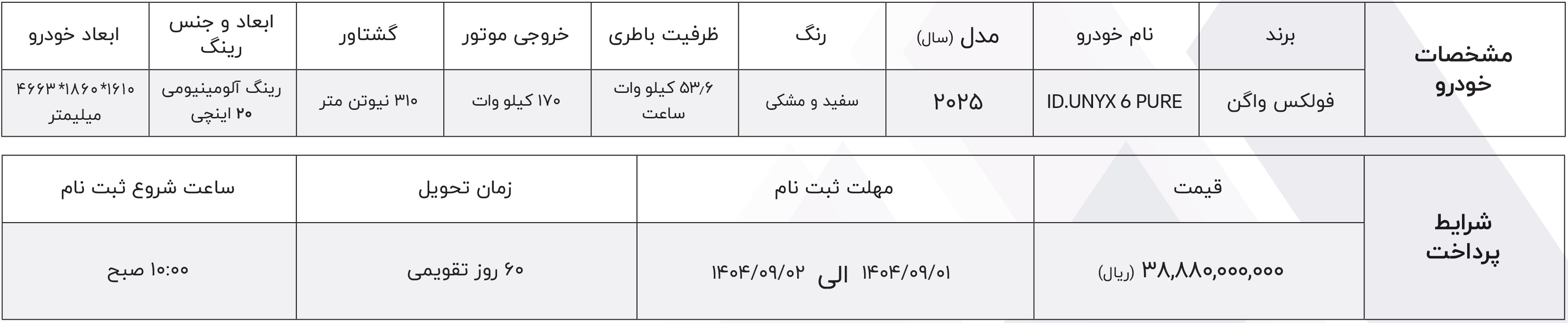 شرایط فروش ماموت خودرو (1405)