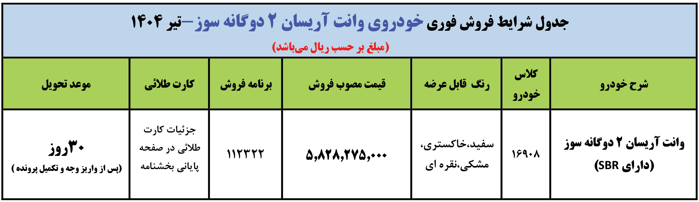 شرایط فروش آریسان 2 و ثبت نام وانت اریسان (1405)