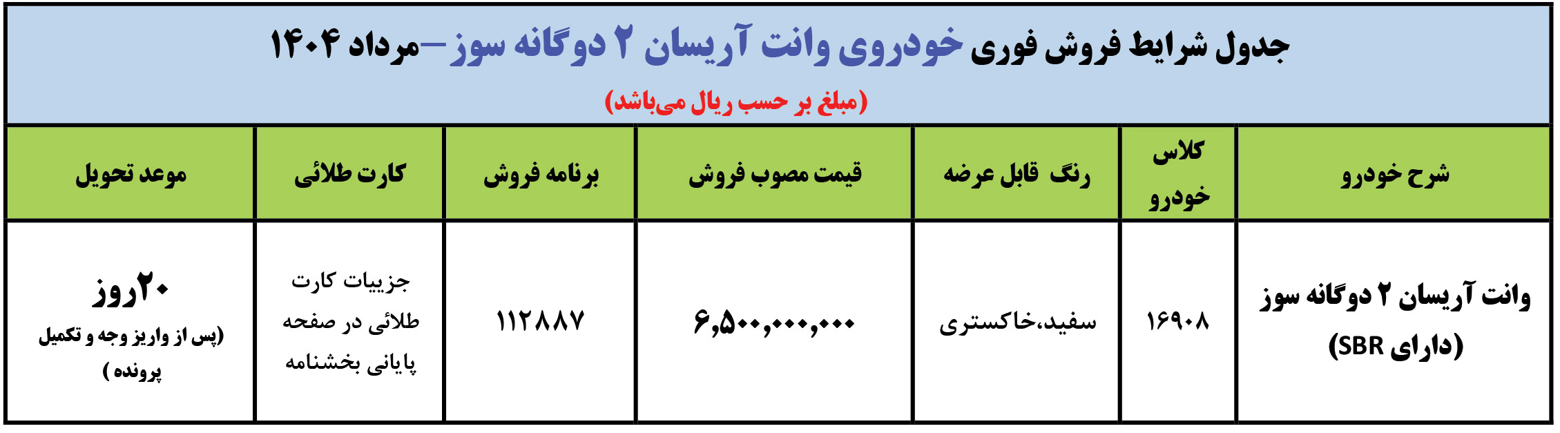 شرایط فروش آریسان 2 و ثبت نام وانت اریسان (1405)