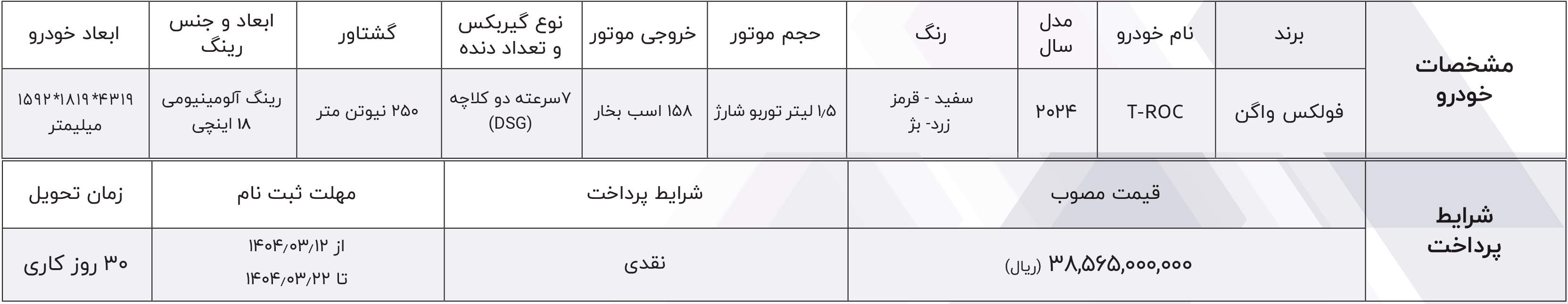 شرایط فروش ماموت خودرو (1405)