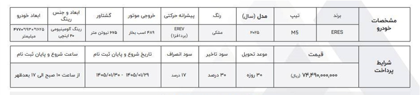 شرایط فروش ماموت خودرو (1405)