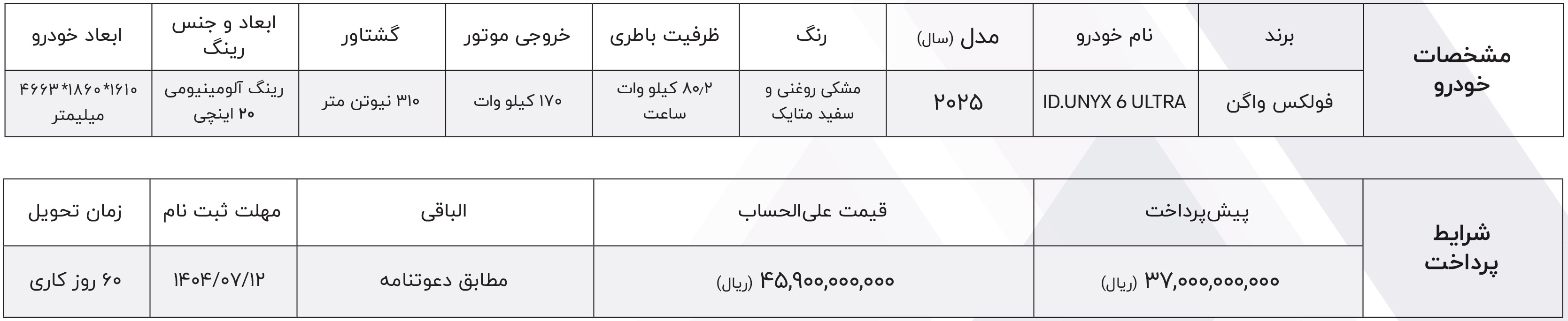 شرایط فروش ماموت خودرو (1405)