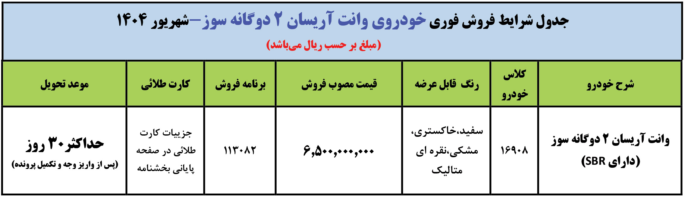 شرایط فروش آریسان 2 و ثبت نام وانت اریسان (1405)